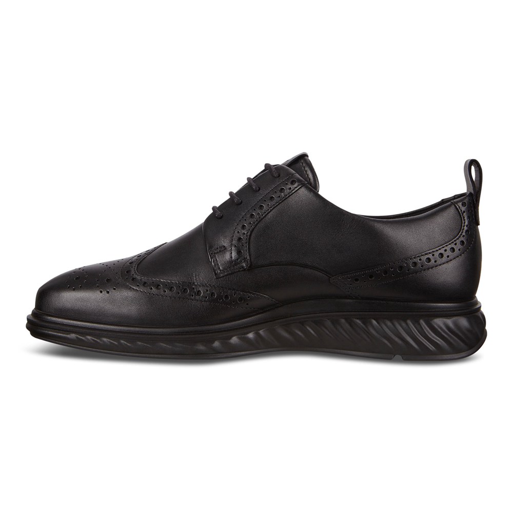 ECCO Mens Dress Shoes Black - St.1 Hybrid Lite Wingtip - FDZ-492630